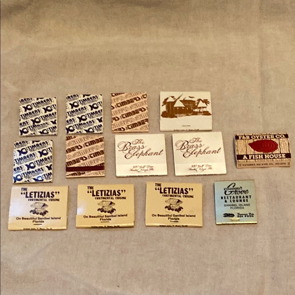 Collection of vintage Sanibel Island Florida matchbooks. Circa 1980s.